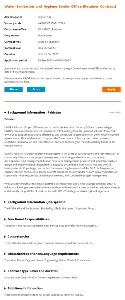 Water Sanitation And Hygiene Officer Job At UNOPS